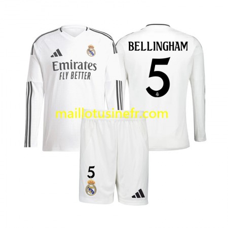 Maillot de Foot Real Madrid Jude Bellingham 5 Domicile 2024-25 Manches Longues - Enfant